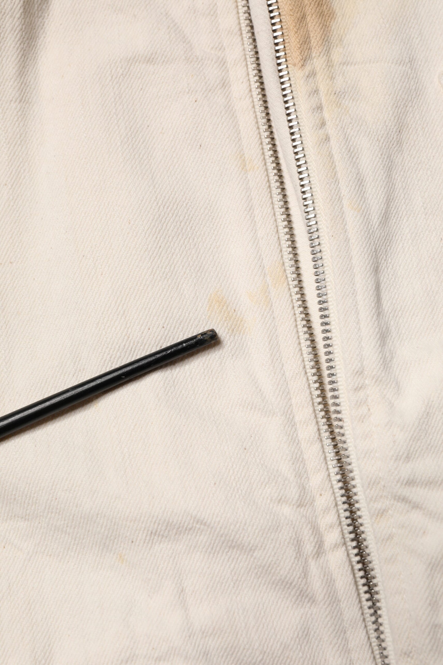 Off White Cotton Full Zip Denim Men Blouson Jacket