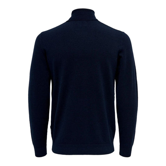 Blue Polyester Turtleneck