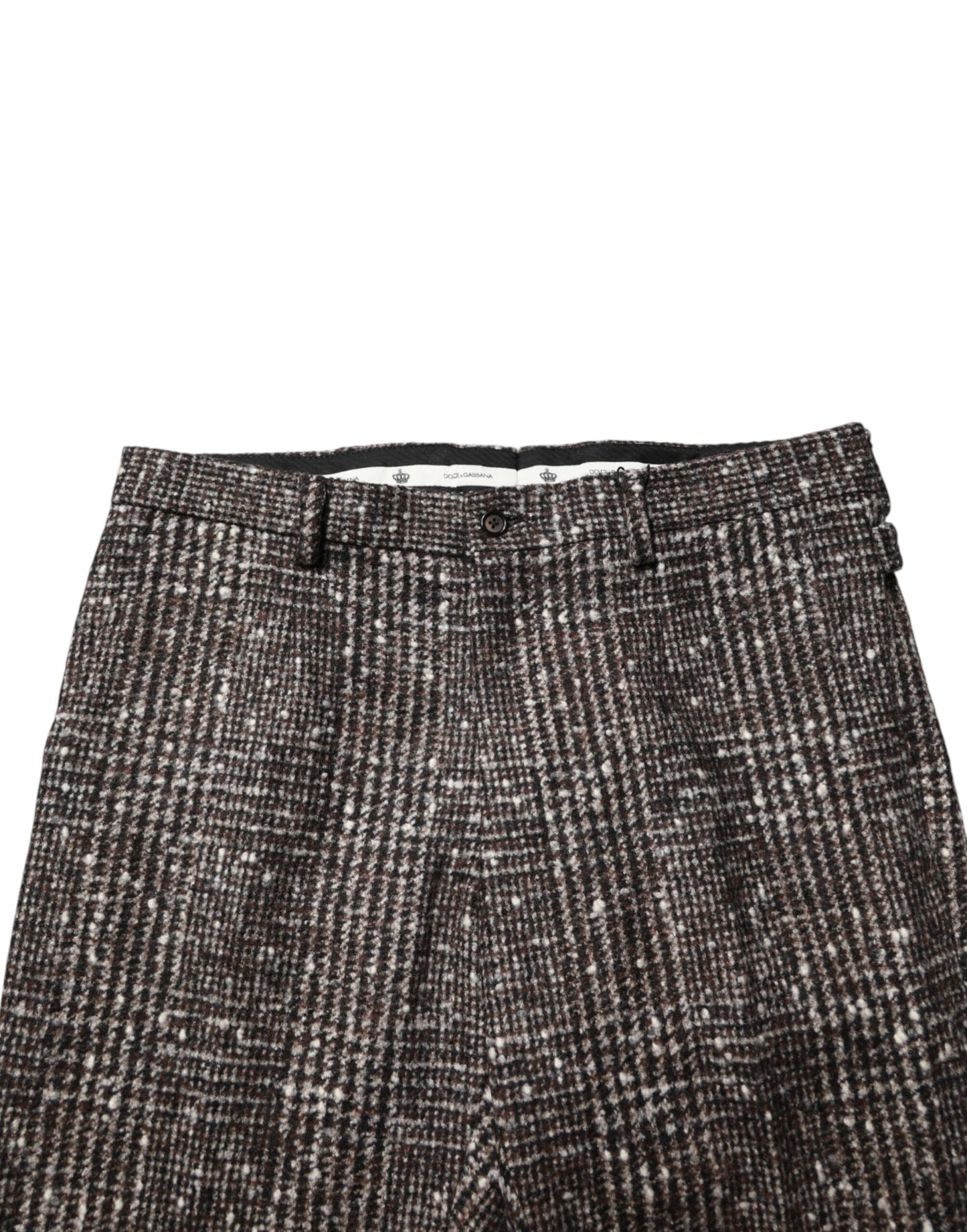 Brown Wool Plaid Skinny Dress Trouser Pants
