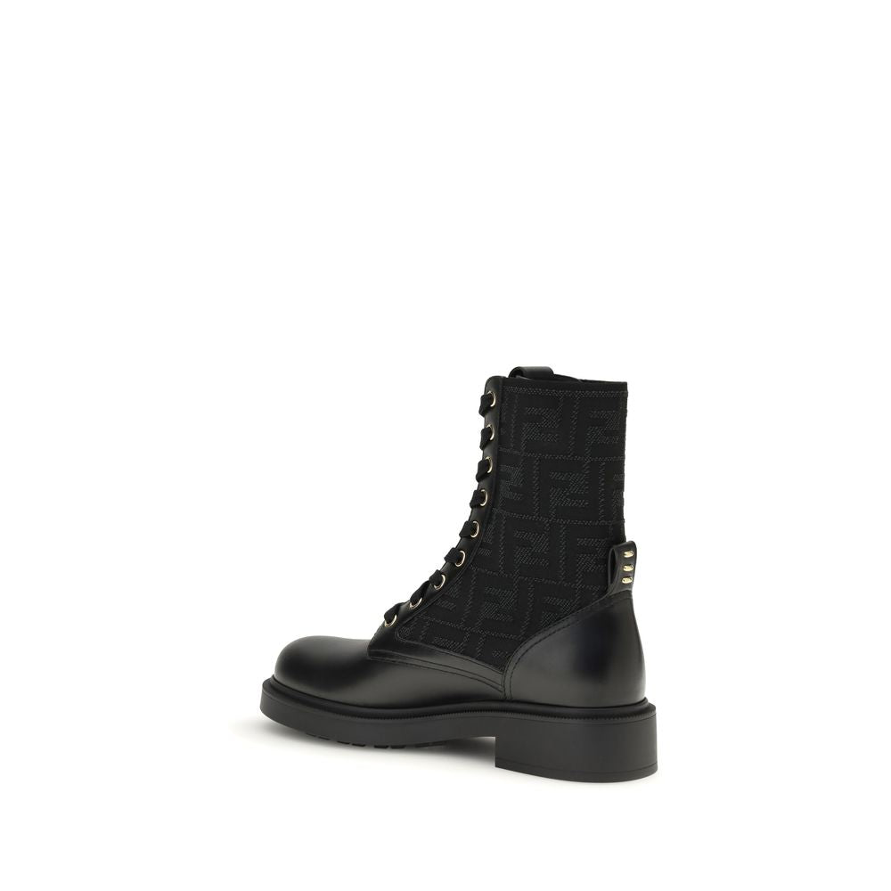 Black Calf Leather Bos Taurus Lace-Up Boots