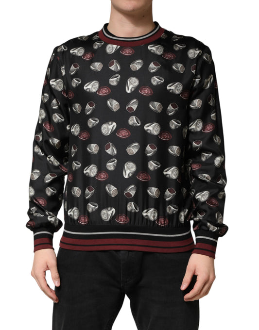 Black Ring Print CrewNeck Sweatshirt Sweater