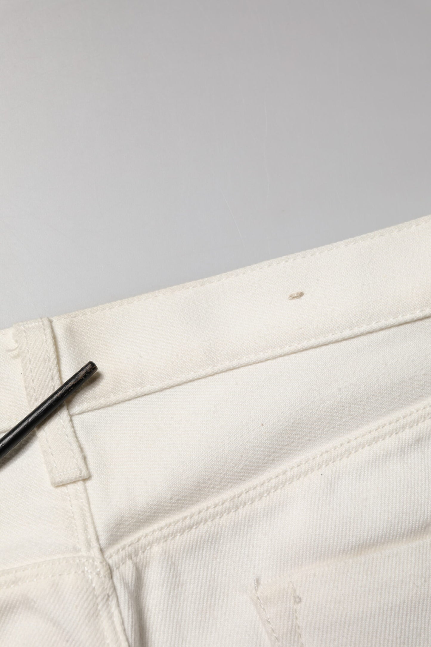 White Cotton Straight Denim Mid Waist Trouser Jeans