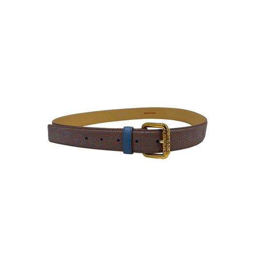 Brown Leather Women Belt with Gold Buckle
