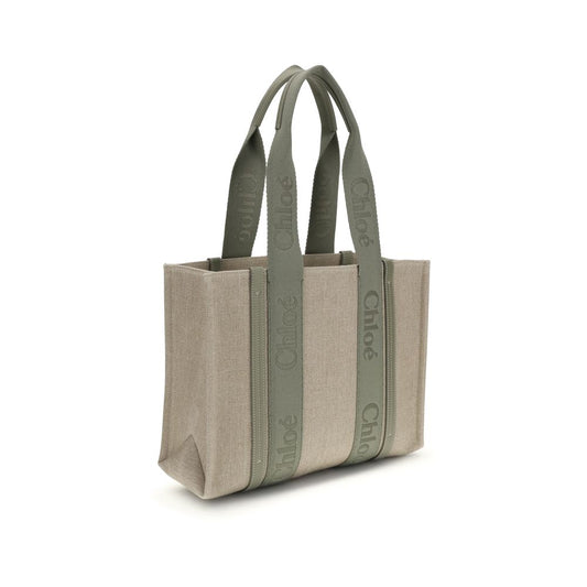 Beige Linen Shoulder Bag