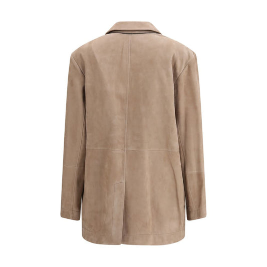 Beige Calf Leather Bos Taurus Coat