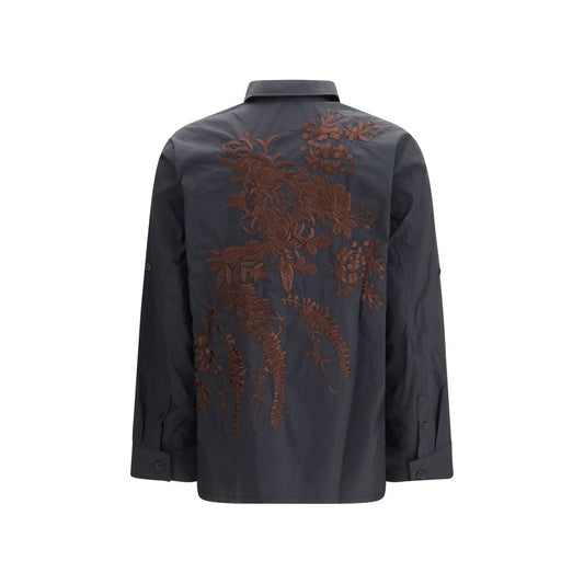 Black Cotton Pattern Shirt