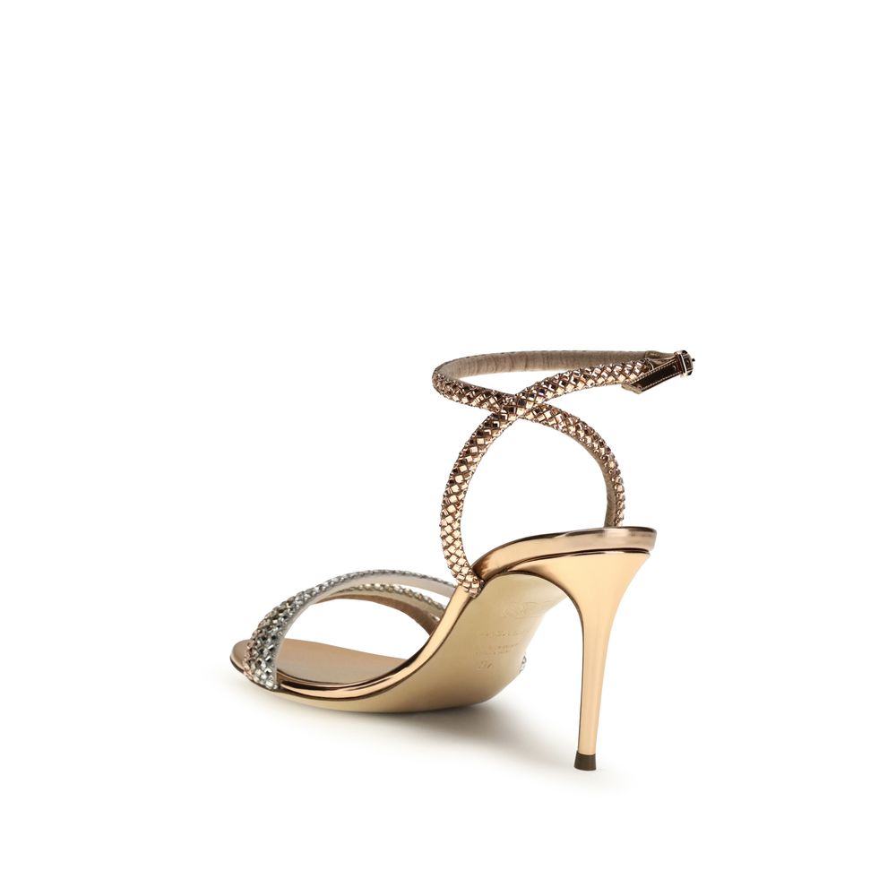 Gold Calf Leather Bos Taurus Stiletto Heel Sandals