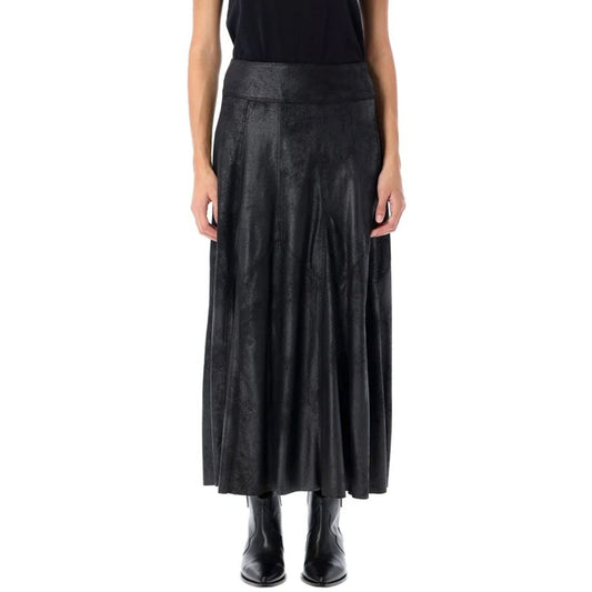 Black Elastane Long Skirt