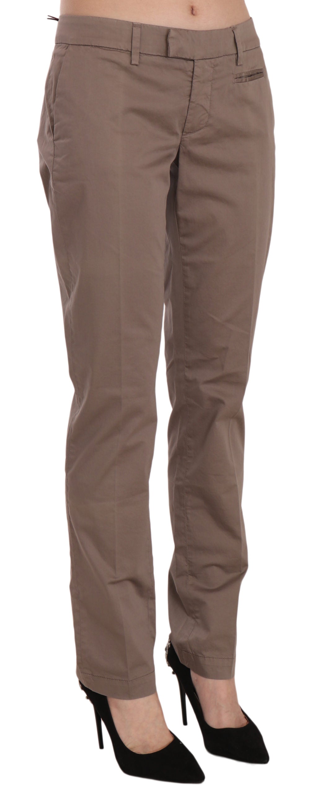 Brown Low Waist Straight Cut Trouser Pant