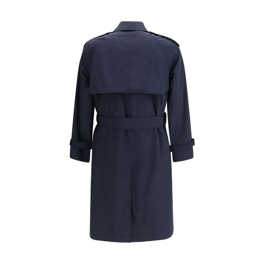 Blue Polyester Trench Coat