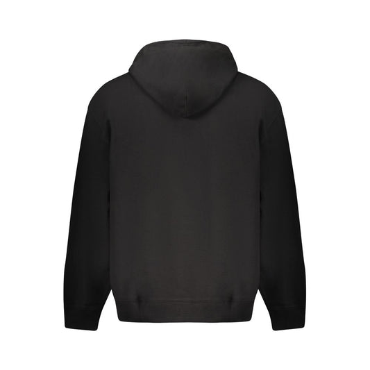 Black Cotton Men Hoodie