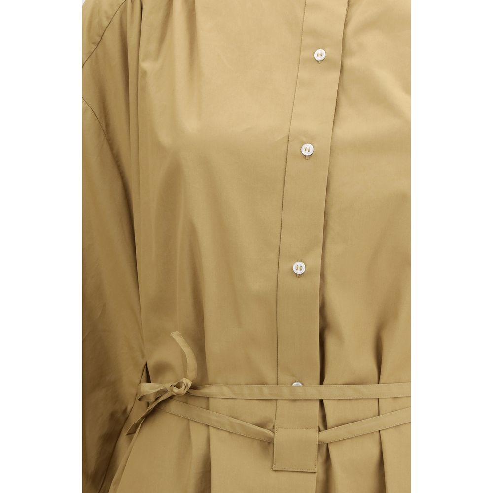 Beige Cotton Casual Dress