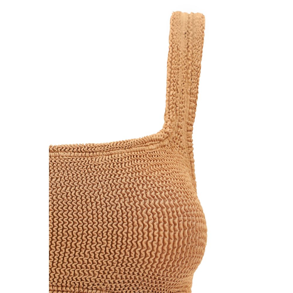 Brown Polyamide One-Piece Swimsuit