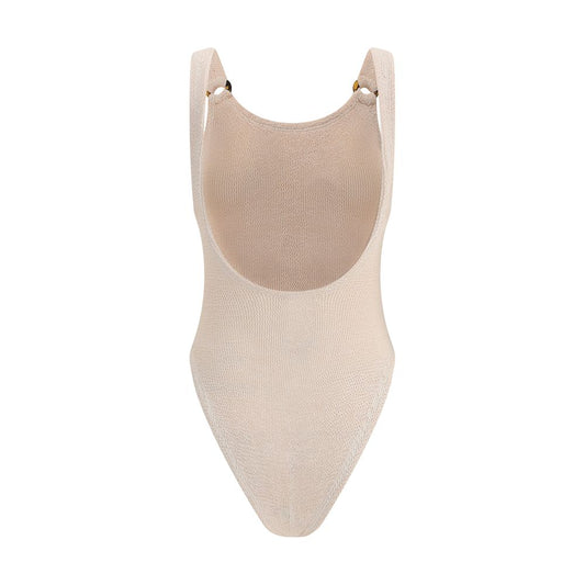 Beige Polyamide One-Piece Swimsuit