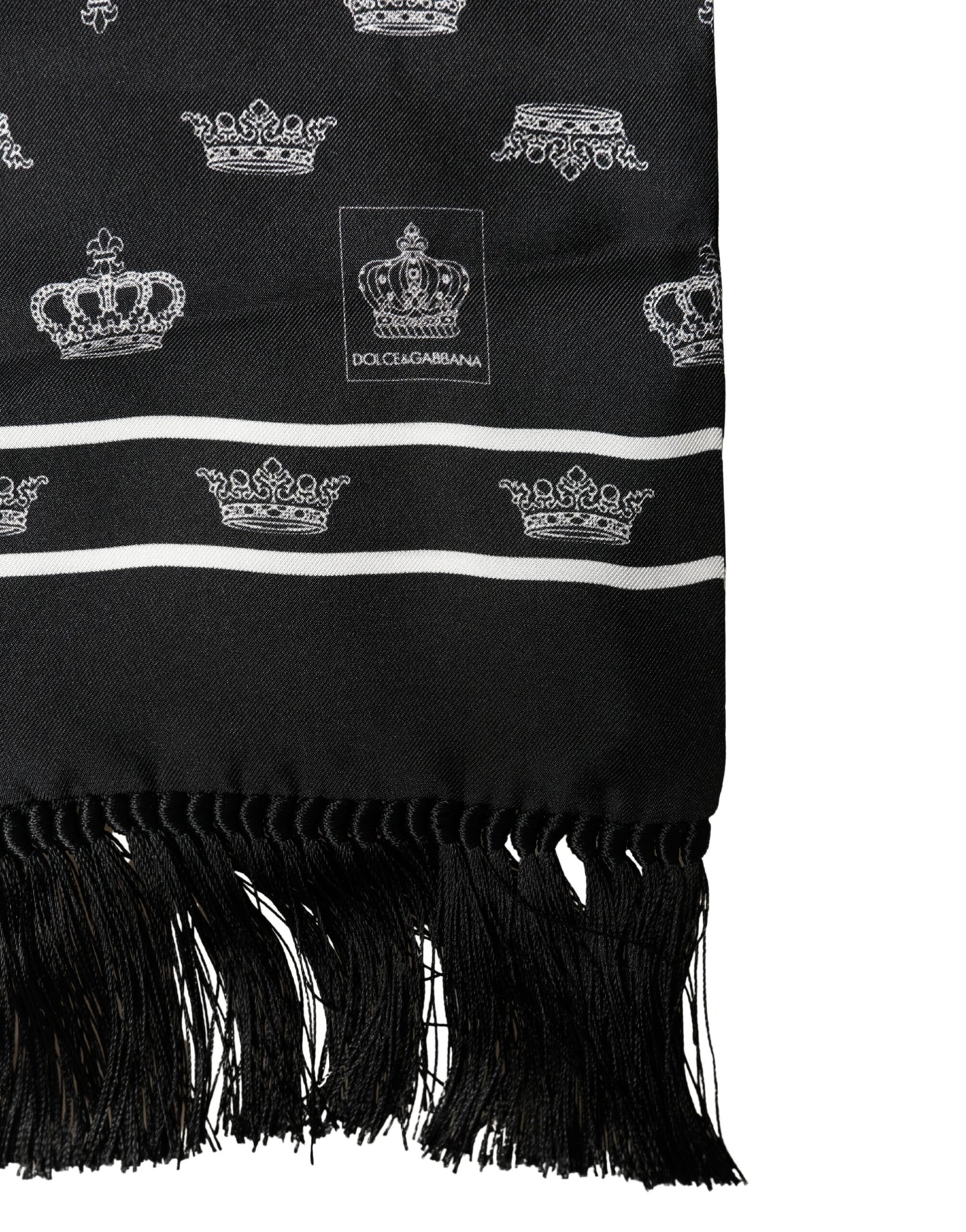 Black Silk Crown Fringes Neck Wrap Shawl 136cm X 15cm Scarf