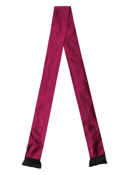 Burgundy Silk Fringe Neck Wrap Foulard 160.5cm x 8cm Scarf