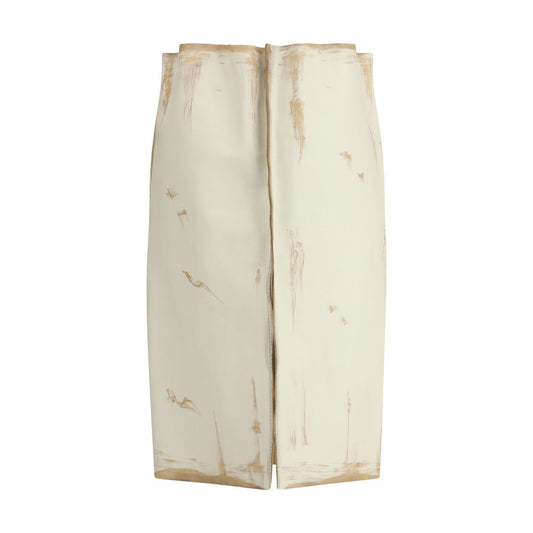 White Calf Leather Bos Taurus Midi Skirt