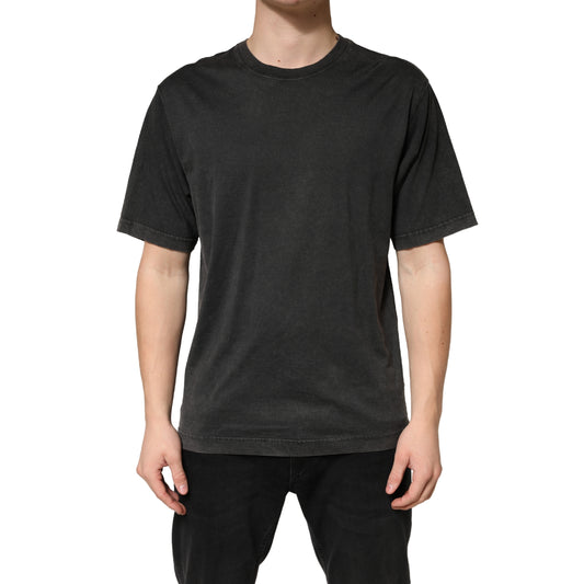 Black Cotton Crewneck Short Sleeve T-Shirt