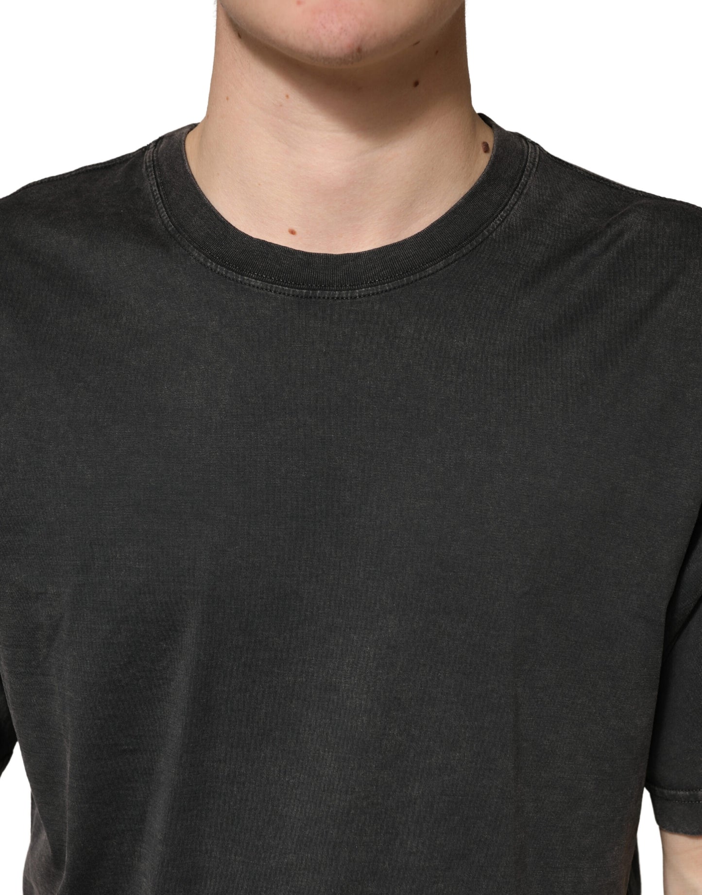 Black Cotton Crewneck Short Sleeve T-Shirt