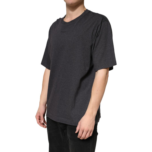 Dark Grey Cotton Crewneck Short Sleeve