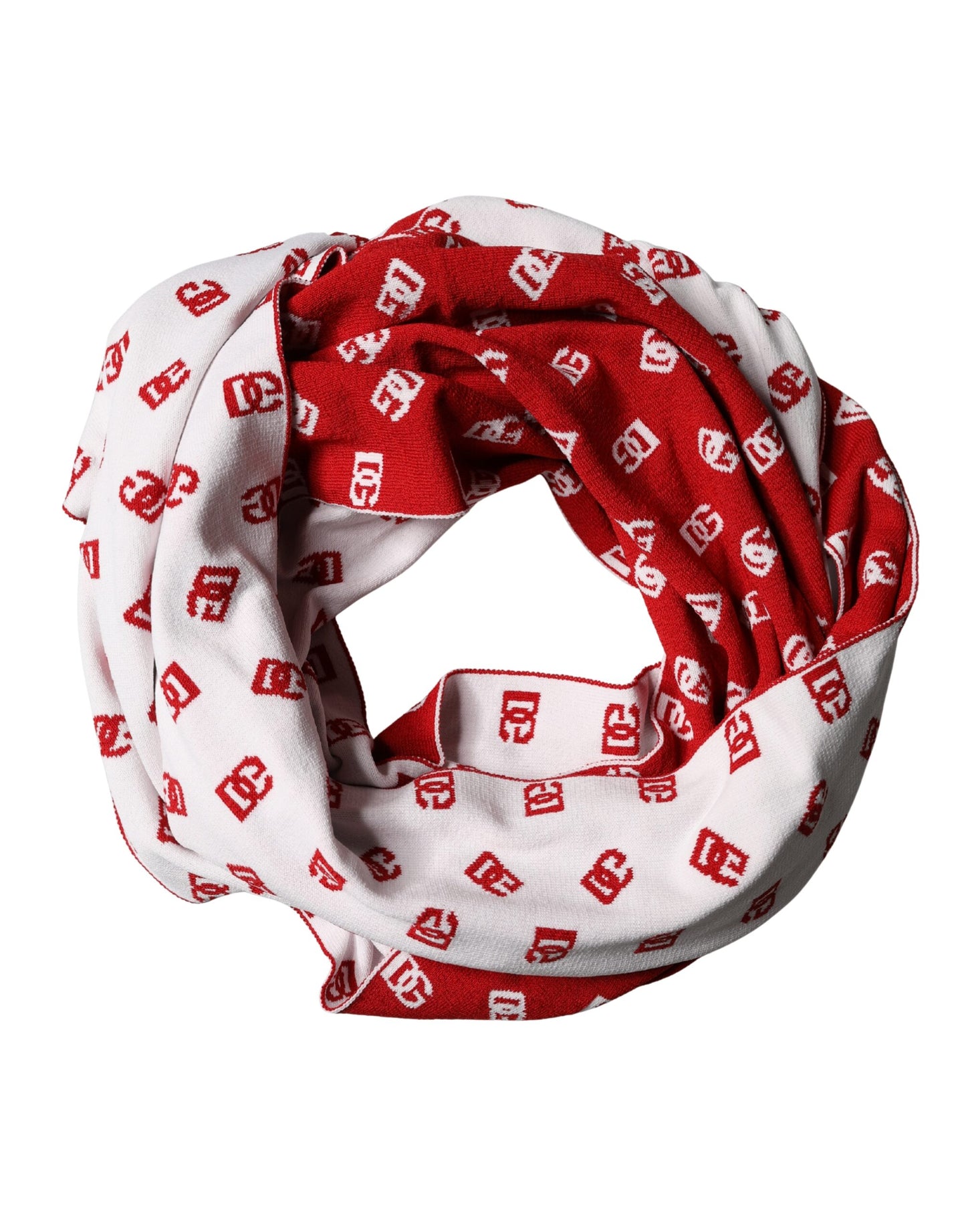 Red White Logo Print Foulard 201cm x 40.5cm Men Scarf