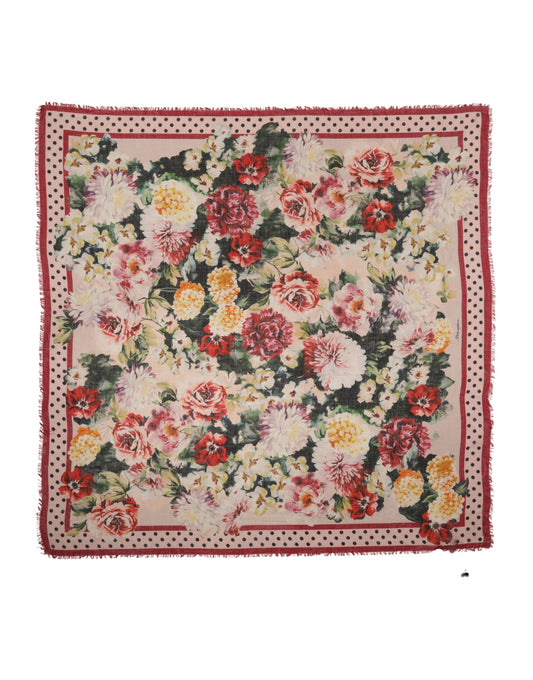 Multicolor Floral Print Square Stole 136cm x 130cm Scarf