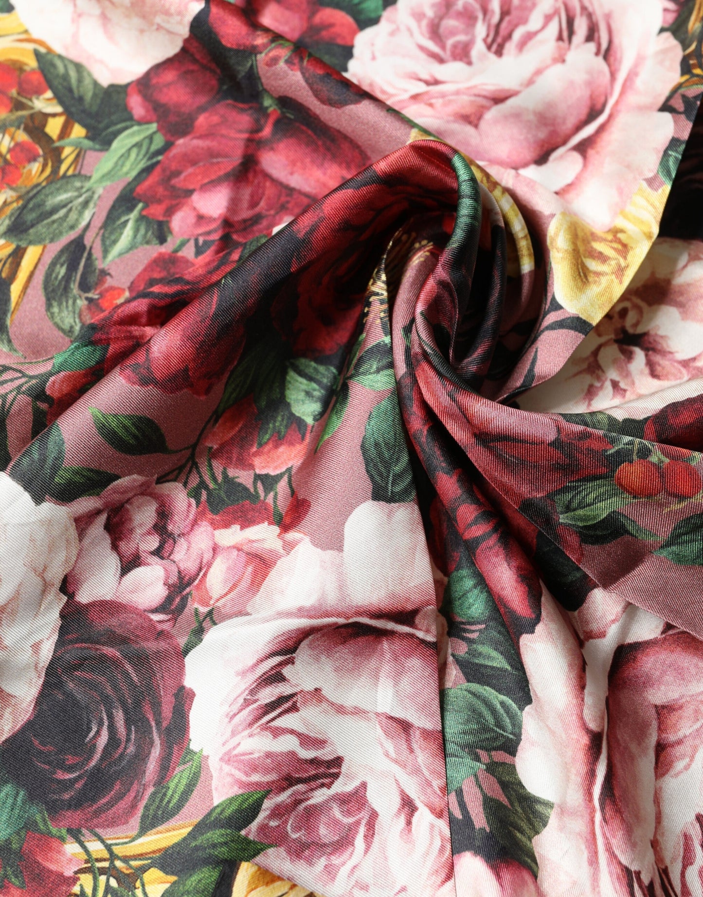 Multicolor Floral Silk Square Foulard 63cm x 61cm Scarf