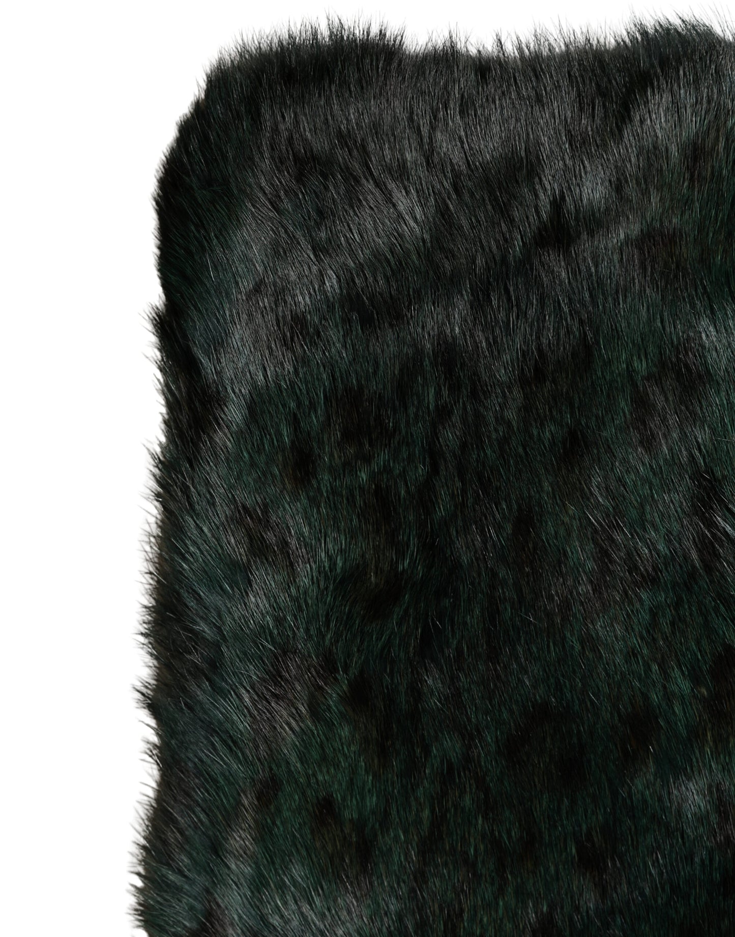 Black Green Stripe Fur Shawl Neck Wrap 180cm x49cm Scarf