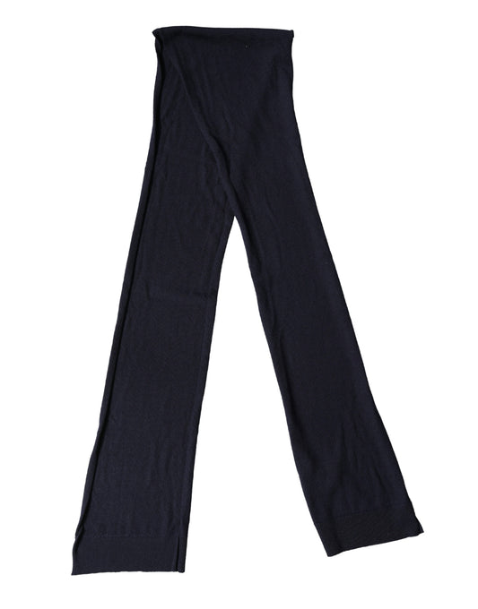 Black Wool Knitted Shawl Neck Wrap 200cm x 25cm Scarf