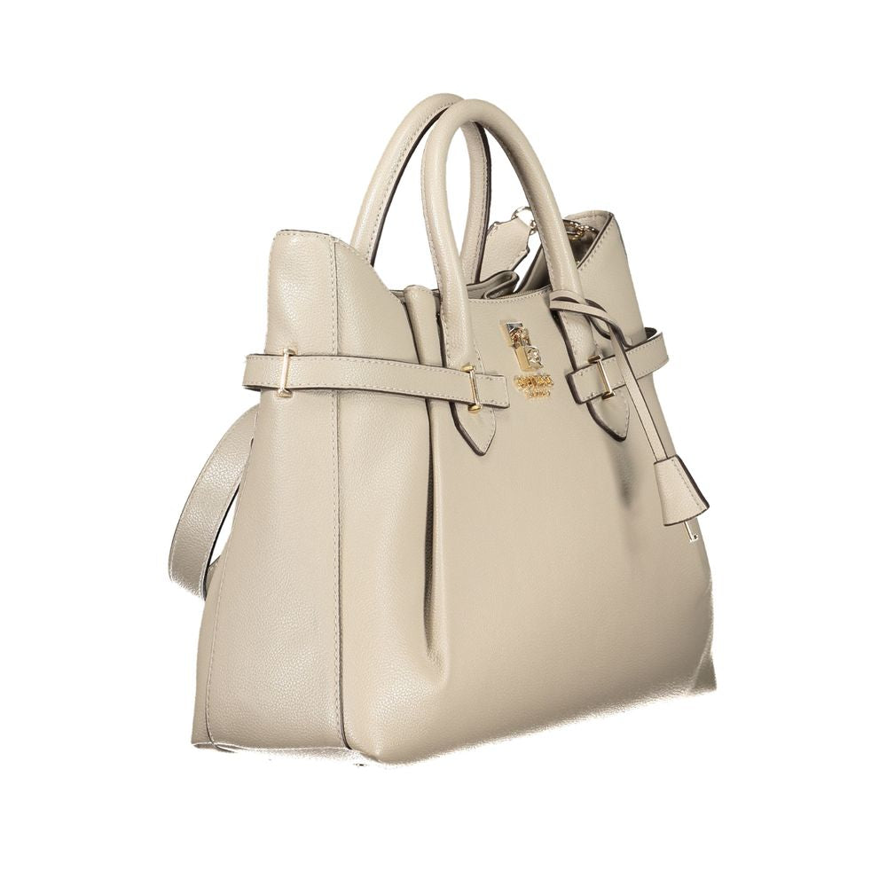 Beige Polyurethane Women's Handbag