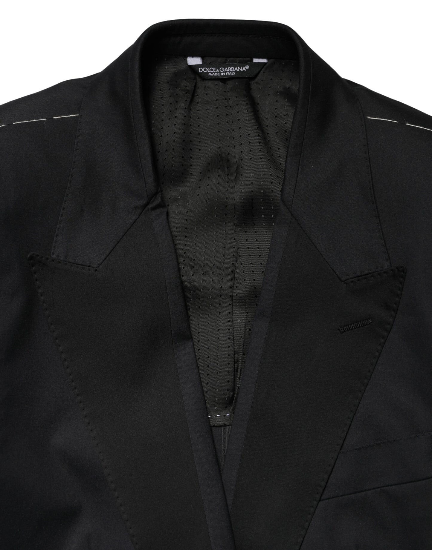 Black Cotton Single Breasted 2 Piece Suit