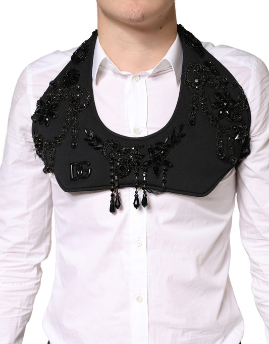 Black Crystal Embellished Crop Waistcoat One Size Vest