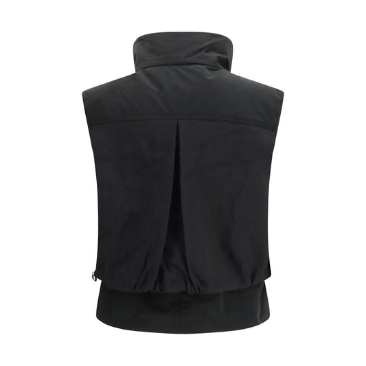 Black Nylon Sleveless Jacket