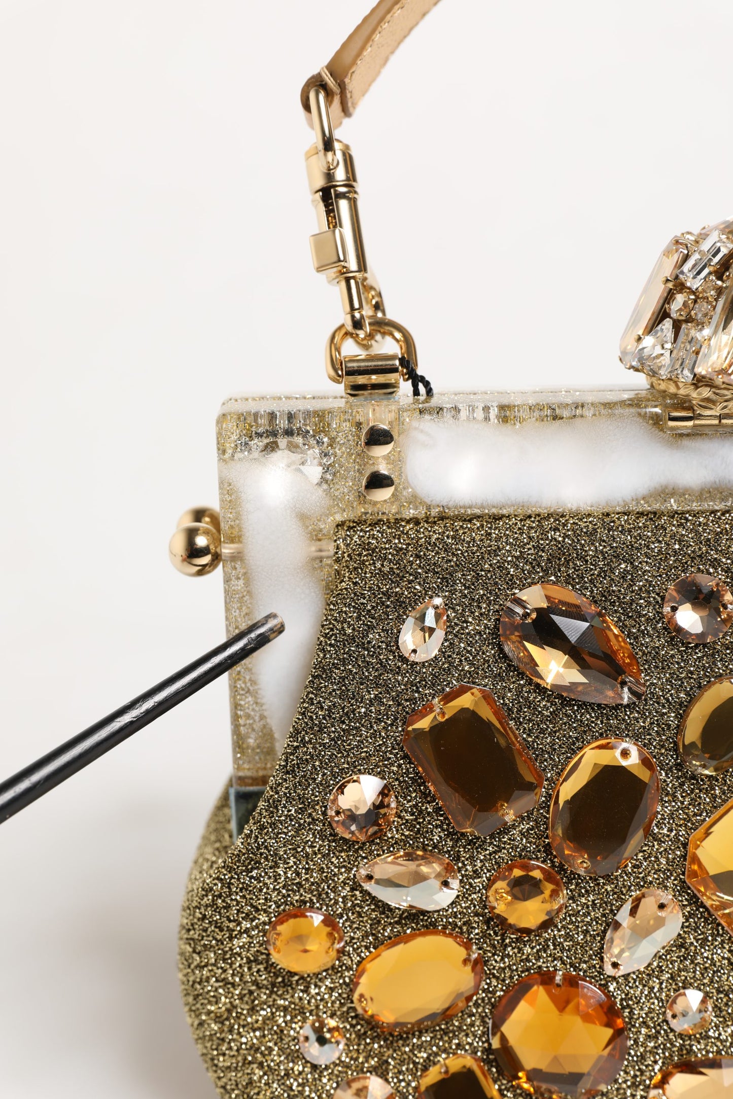 Gold Vanda Crystal Evening Clutch Shoulder Handbag Bag