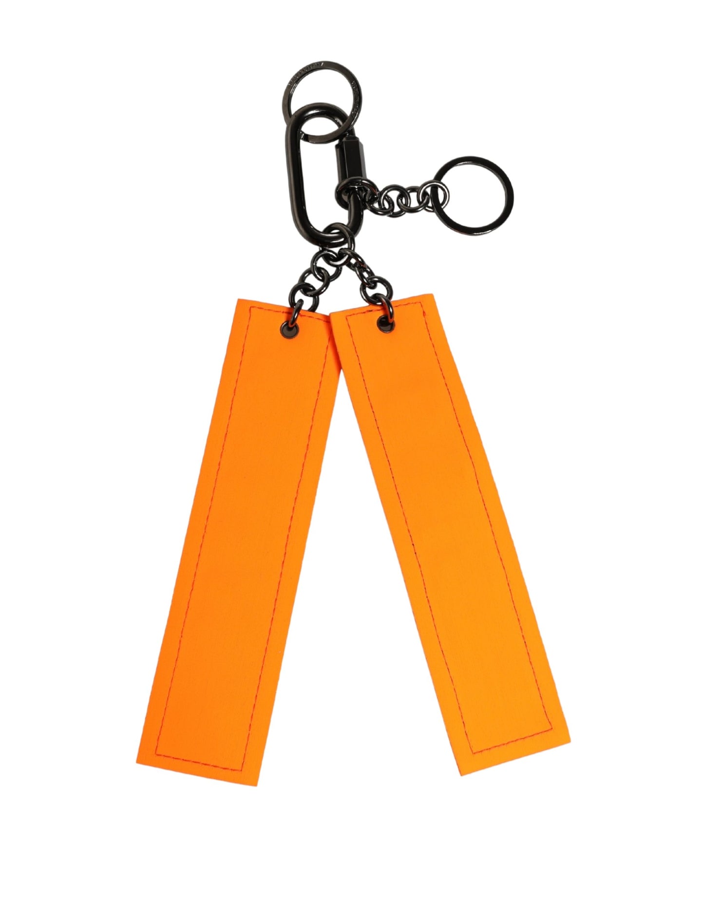 Black White Leather Nylon Logo Ring Keyring Keychain