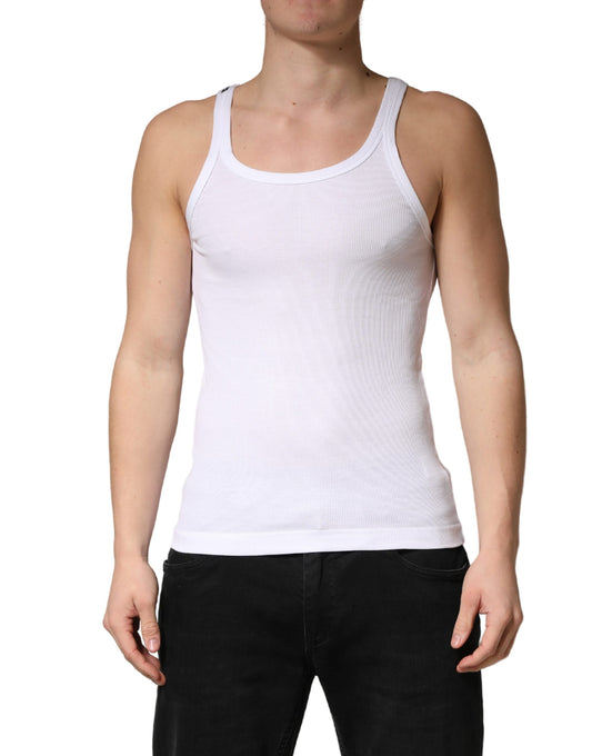 White Sleeveless Round Neck Tank Top T-shirt