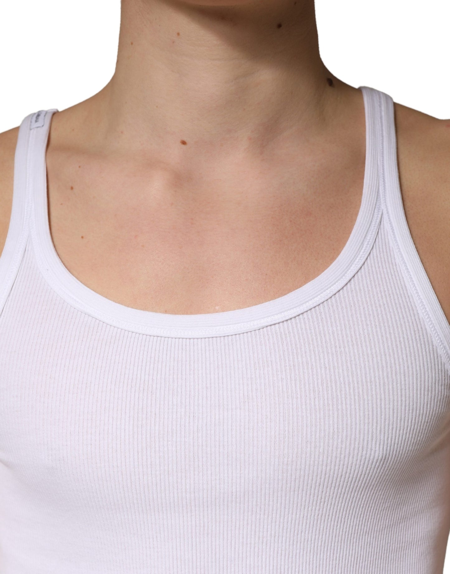 White Sleeveless Round Neck Tank Top T-shirt