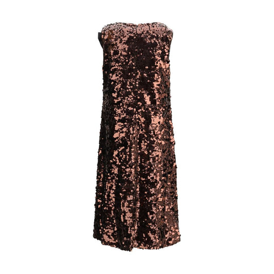Brown Recycled Polyester Cocktail Dress