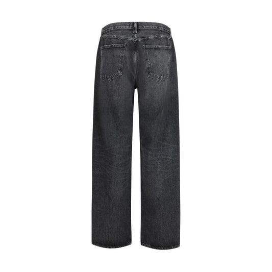 Black Cotton Straight-Leg Jeans