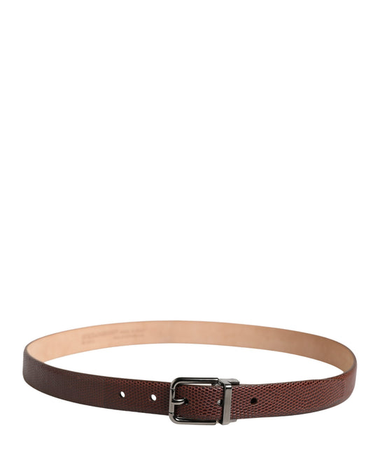 Men Brown Goatskin Leather Metal Buckle Belt