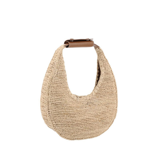 Beige Raffia Shoulder Bag