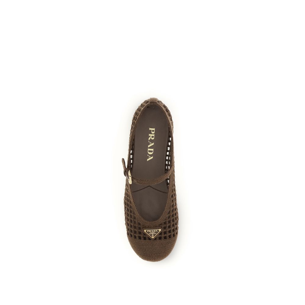 Brown Cotton Ballet Flats