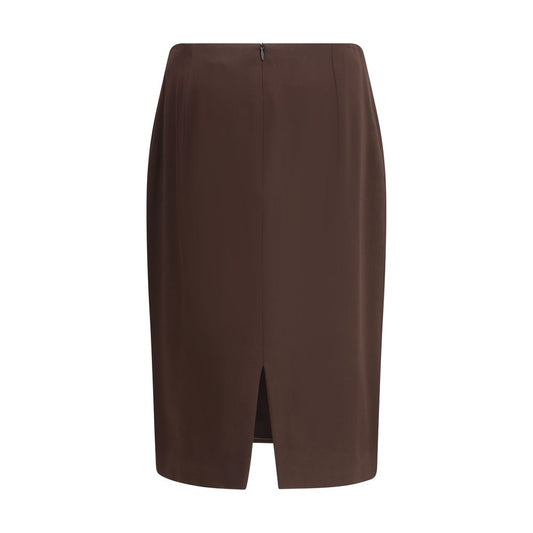 Brown Acetate Midi Skirt