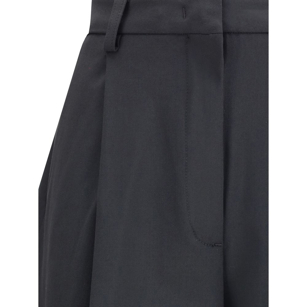 Black Polyester Casual Pants