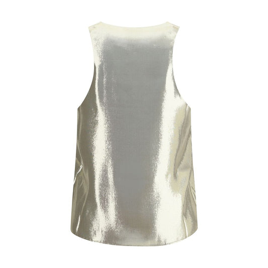 Gold Silk Sleeveles T-Shirt