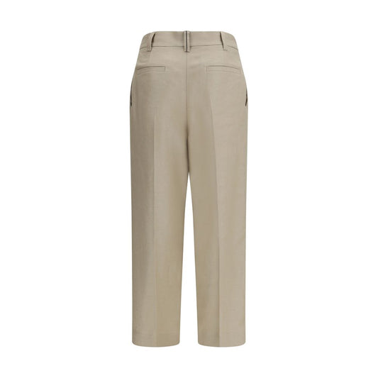 Beige Linen Casual Pants