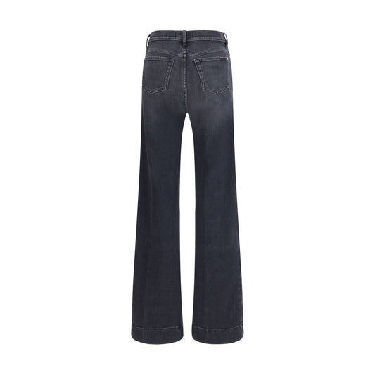 Black Cotton Flared Jeans