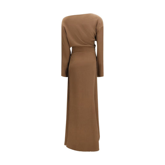 Brown Silk Casual Dress