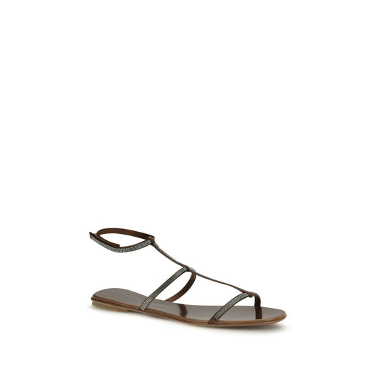 Brown Calf Leather Bos Taurus Strap-On Sandals