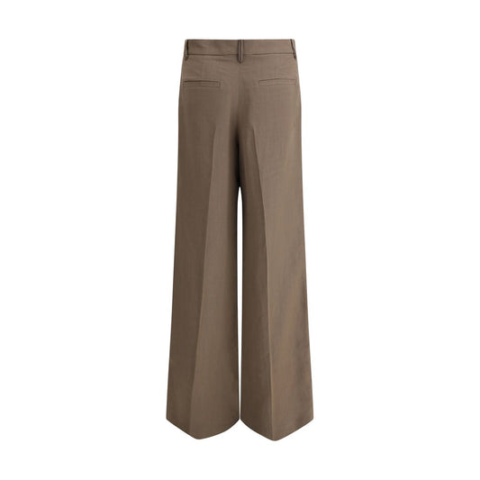 Beige Viscose Casual Pants